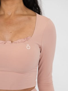 Pink Frill long Sleeve Crop